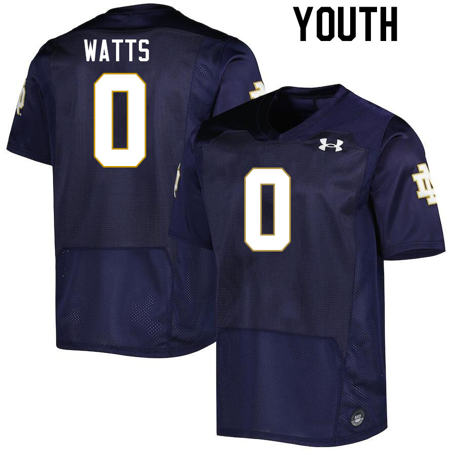 Youth #0 Xavier Watts Notre Dame Fighting Irish College Football Jerseys Stitched-Navy